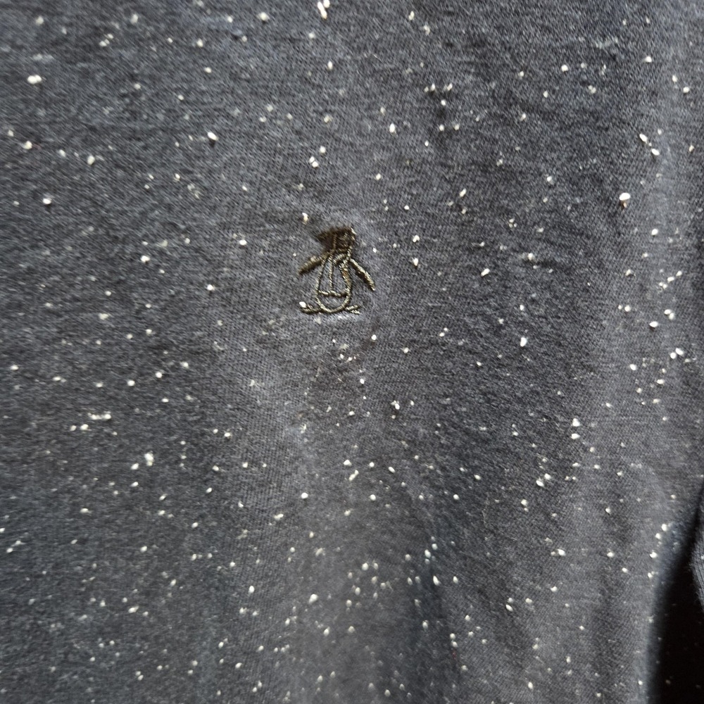 Original Penguin Shirt Mens Medium Blue Speckled Henley Long Sleeve Tee Jersey - Picture 3 of 8